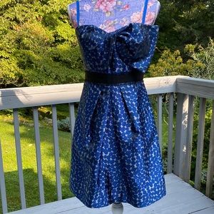 BCBG Maxazria blue polka dot strapless cocktail dress Size 6